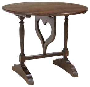FRENCH PROVINCIAL OAK TILT-TOP WINE TASTING TABLE