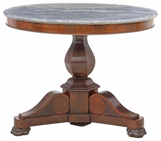 FRENCH LOUIS PHILIPPE MARBLE-TOP MAHOGANY GUERIDON
