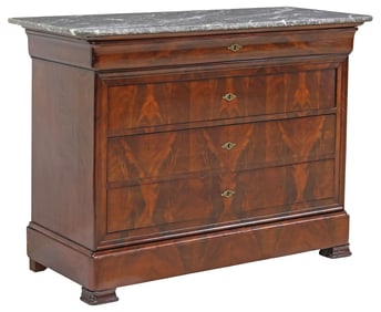 FRENCH LOUIS PHILIPPE MARBLE-TOP MAHOGANY COMMODE