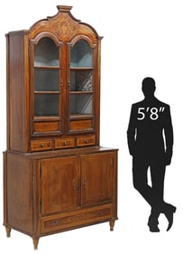 SPANISH CHARLES IV MAHOGANY MARQUETRY DISPLAY BOOKCASE, 18TH C., 104.5"H