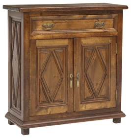 SPANISH BAROQUE STYLE CARVED WALNUT 2-DOOR CABINET