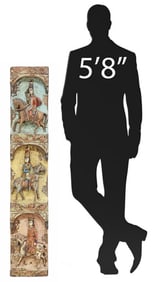 SPANISH CARVED & POLYCHROME RELIEF PANEL SOLDIERS ON HORSEBACK