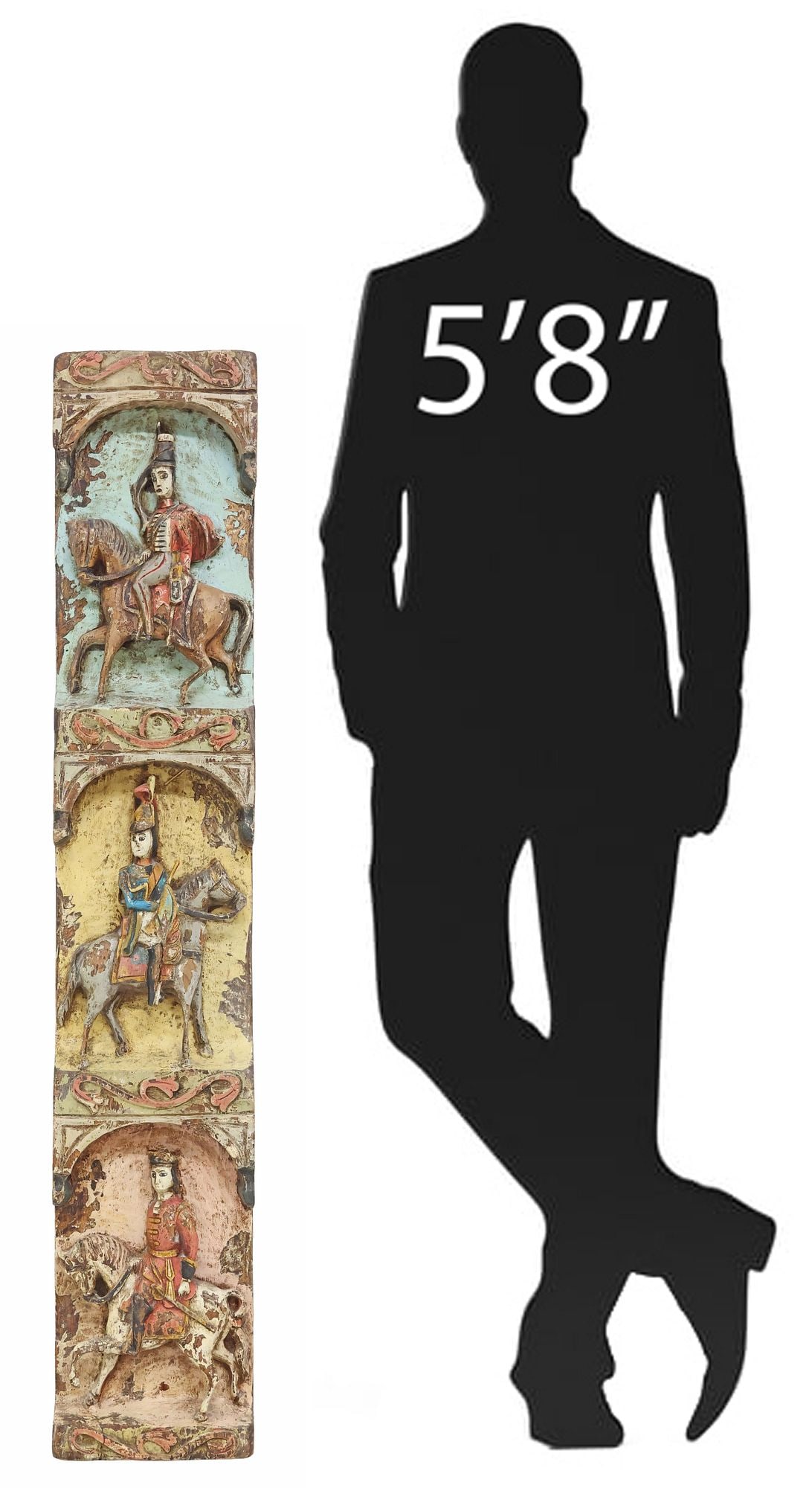 SPANISH CARVED & POLYCHROME RELIEF PANEL SOLDIERS ON HORSEBACK (1 of 6)