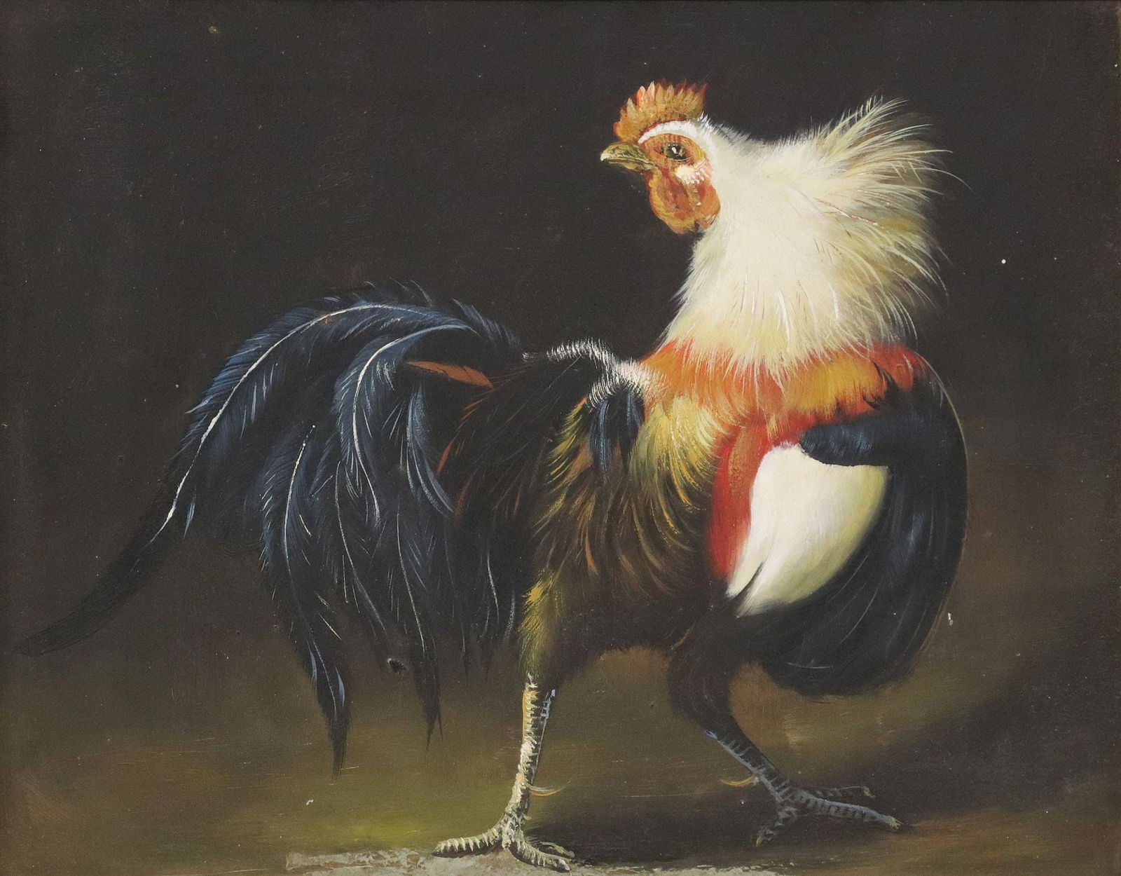 DECORATIVE FRAMED PAINTING OF A ROOSTER, 8" X 10" (1 of 3)