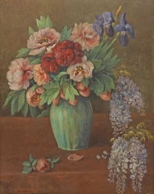 A. GUERBER OIL PAINTING STILL LIFE VASE OF FLOWERS