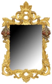 SPANISH PARCEL-GILTWOOD & PAINTED WALL MIRROR
