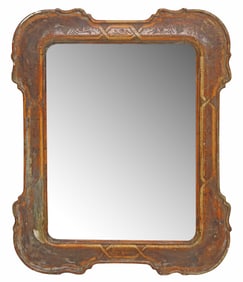 ITALIAN CARVED WOOD & GESSO SHAPED WALL MIRROR
