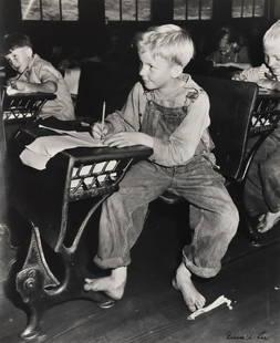 RUSSELL LEE (1903-1986) GELATIN SILVER PRINT COAL MINER'S CHILD: Framed gelatin silver print on paper, Coal miner's child in grade school, Lejunior, Harlan County, Kentucky, signed in ink lower right Russell Lee (American, 1903-1986), verso sheet numbered 3 in