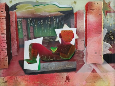 JUDY BALLY JENSEN (B.1953) REVERSE PAINTING ON GLASS