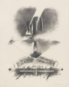 FLETCHER MACKEY (TEXAS, 1950-2021) ABSTRACT GRAPHITE DRAWING, 29" X 23"