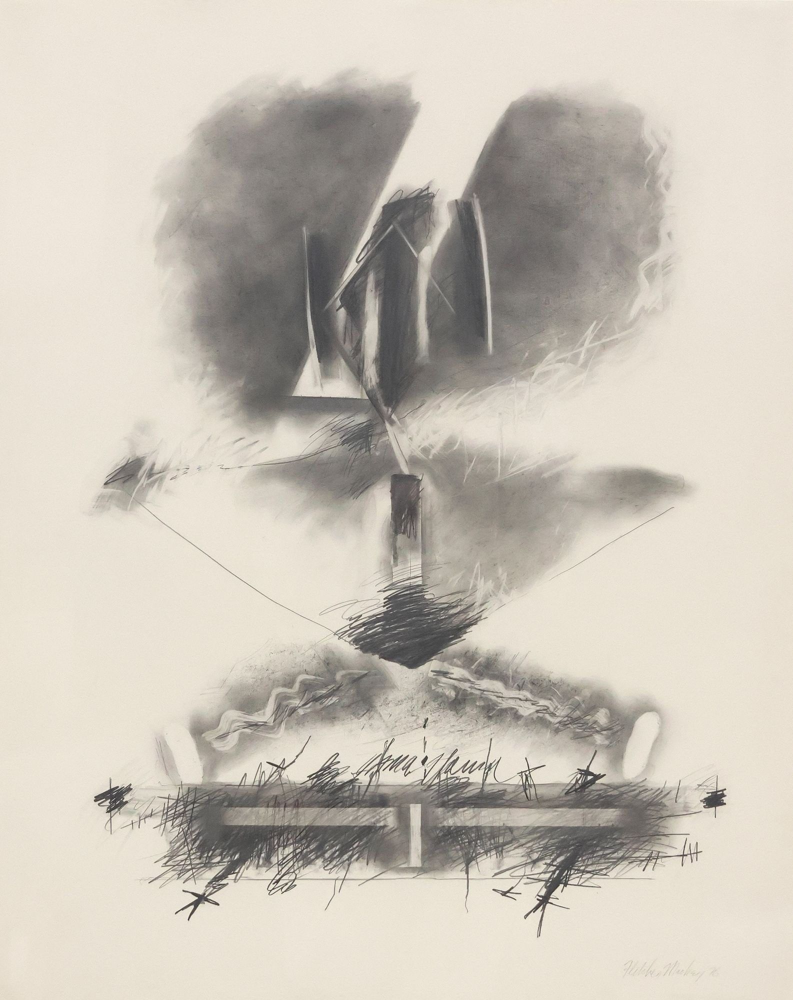 FLETCHER MACKEY (TEXAS, 1950-2021) ABSTRACT GRAPHITE DRAWING, 29" X 23" (1 of 5)