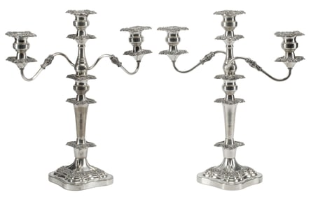 (2) AMERICAN SILVERPLATE CONVERTIBLE THREE-LIGHT CANDELABRA