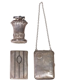 (3) STERLING SILVER COIN PURSE & 800 SILVER CIGARETTE CASE