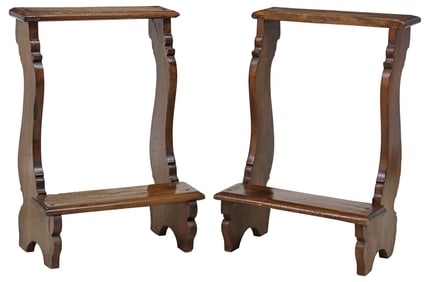 (2) RUSTIC ITALIAN CARVED WALNUT PRIE DIEU KNEELERS