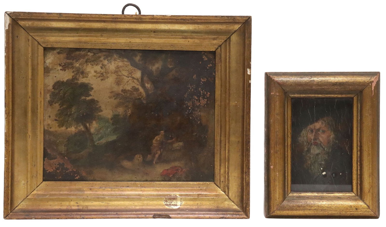 (2) FRAMED CONTINENTAL SCHOOL PAINTINGS, ST. JEROME & MALE PORTRAIT (1 of 4)