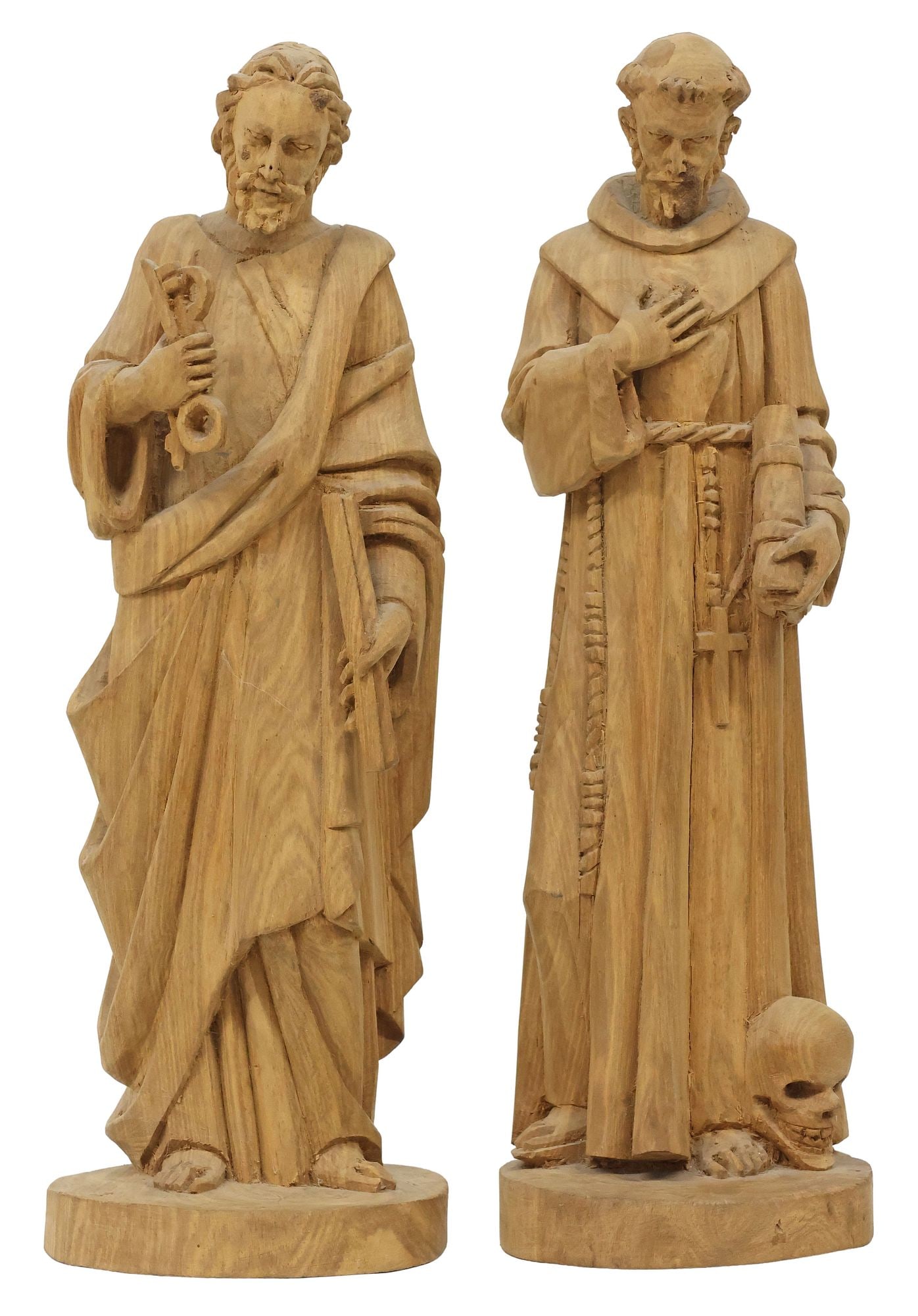 (2) CARVED SANTOS FIGURES OF ST. PETER & ST. FRANCIS OF ASSISI (1 of 4)