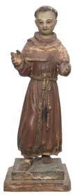 CARVED RELIGIOUS SAINT FRANCIS OF ASSISI FIGURE
