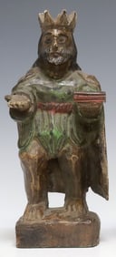 SPANISH COLONIAL CARVED & POLYCHROMED CROWNED SANTO FIGURE