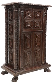 ITALIAN HEAVILY CARVED WALNUT FALL-FRONT SECRETARY