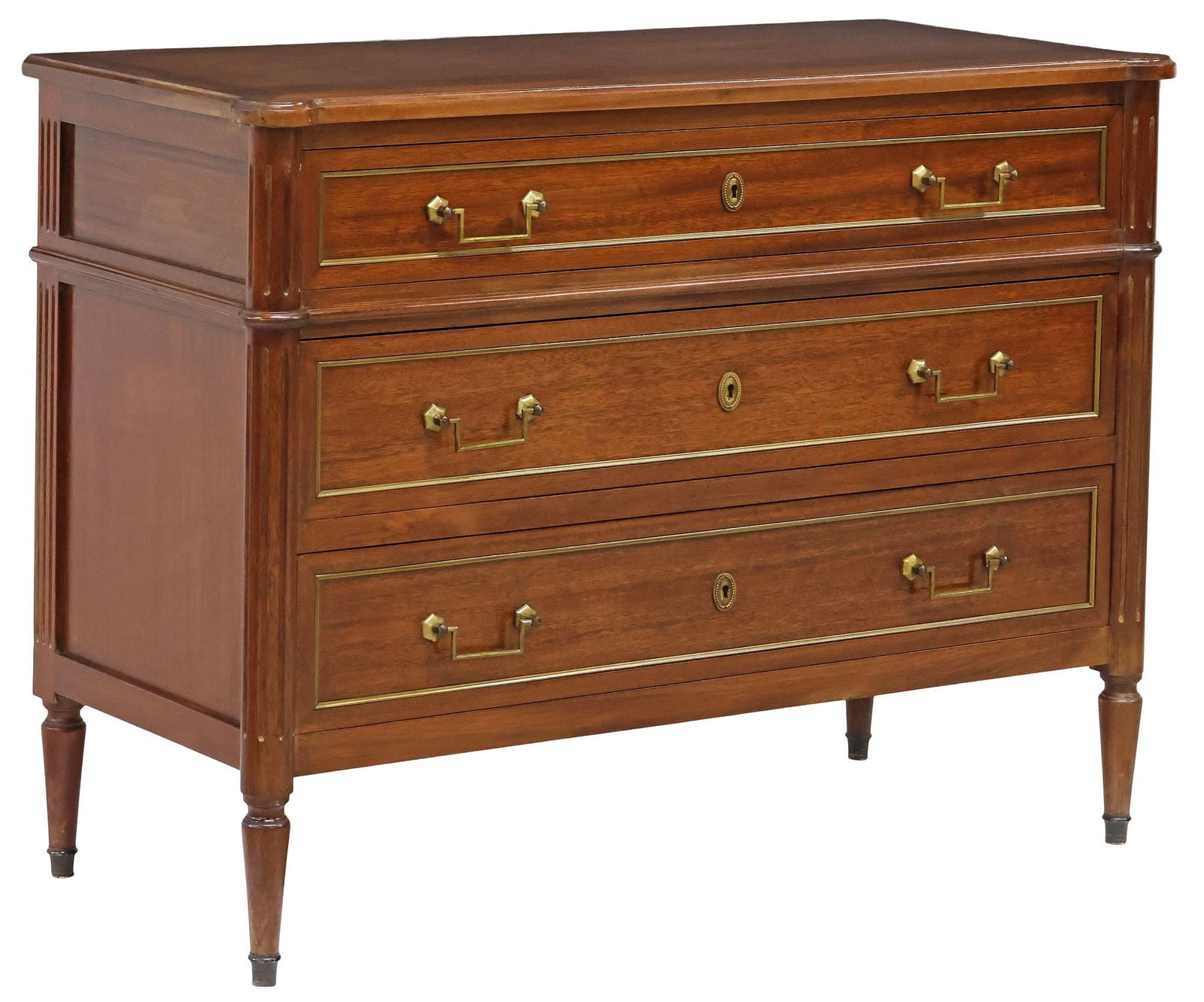 FRENCH LOUIS XVI STYLE MAHOGANY COMMODE (1 of 5)