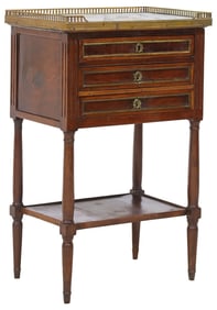 FRENCH LOUIS XVI STYLE MARBLE-TOP MAHOGANY NIGHTSTAND