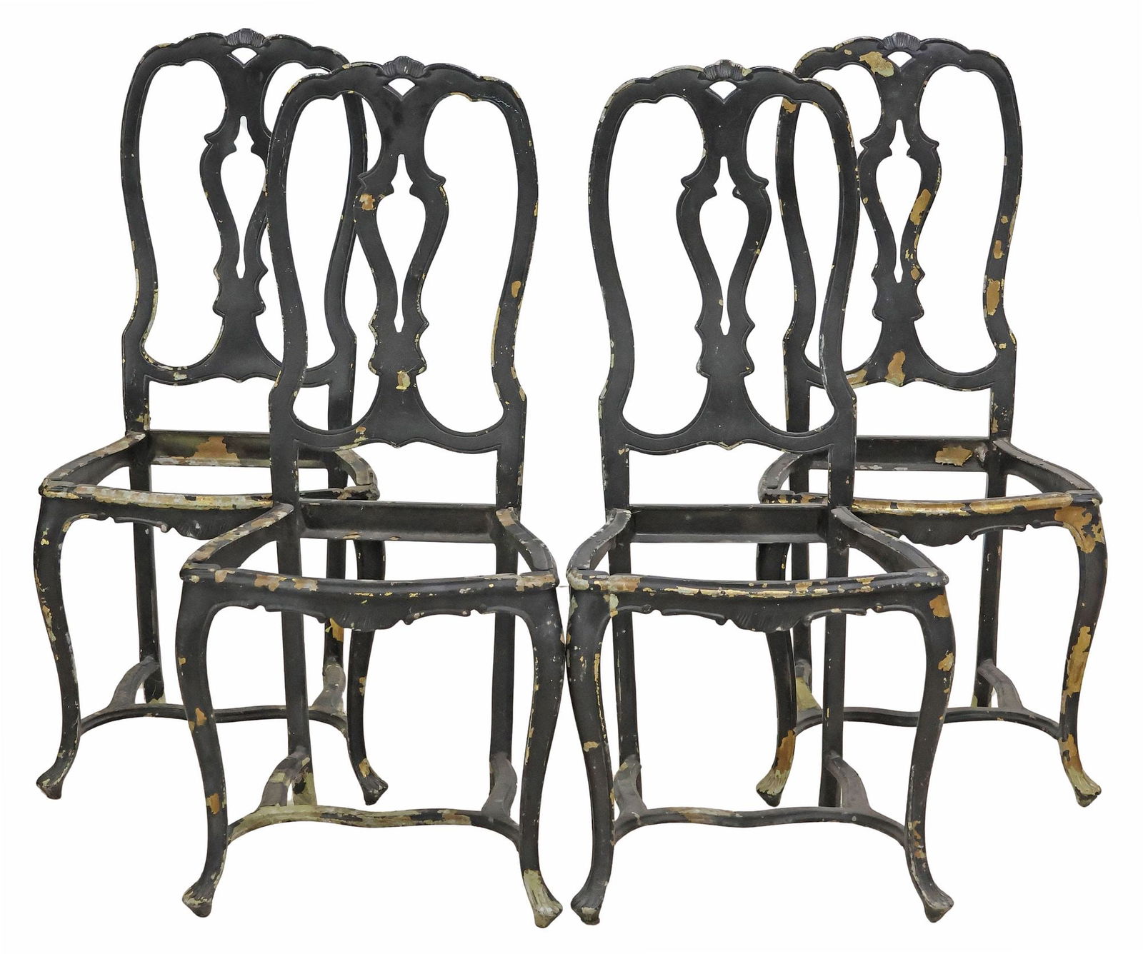 (4) ROCOCO STYLE BLACK-PAINTED METAL CHAIRS (1 of 3)