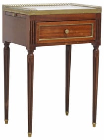 FRENCH LOUIS XVI STYLE MARBLE-TOP MAHOGANY NIGHTSTAND