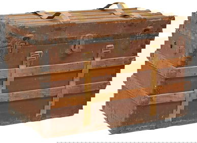 ROBERT MUELLER & BRO. AUSTIN TRUNK FACTORY TRAVEL/STEAMER STORAGE TRUNK