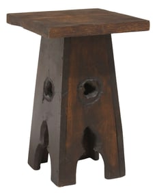FRENCH GOTHIC STYLE CARVED OAK TABOURET STOOL