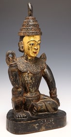 SOUTHEAST ASIAN BURMESE PARCEL GILT CARVED NAT SPIRIT FIGURE