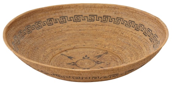 LARGE SOUTHEAST ASIAN WOVEN GRASS BOWL, 35.5" DIAM