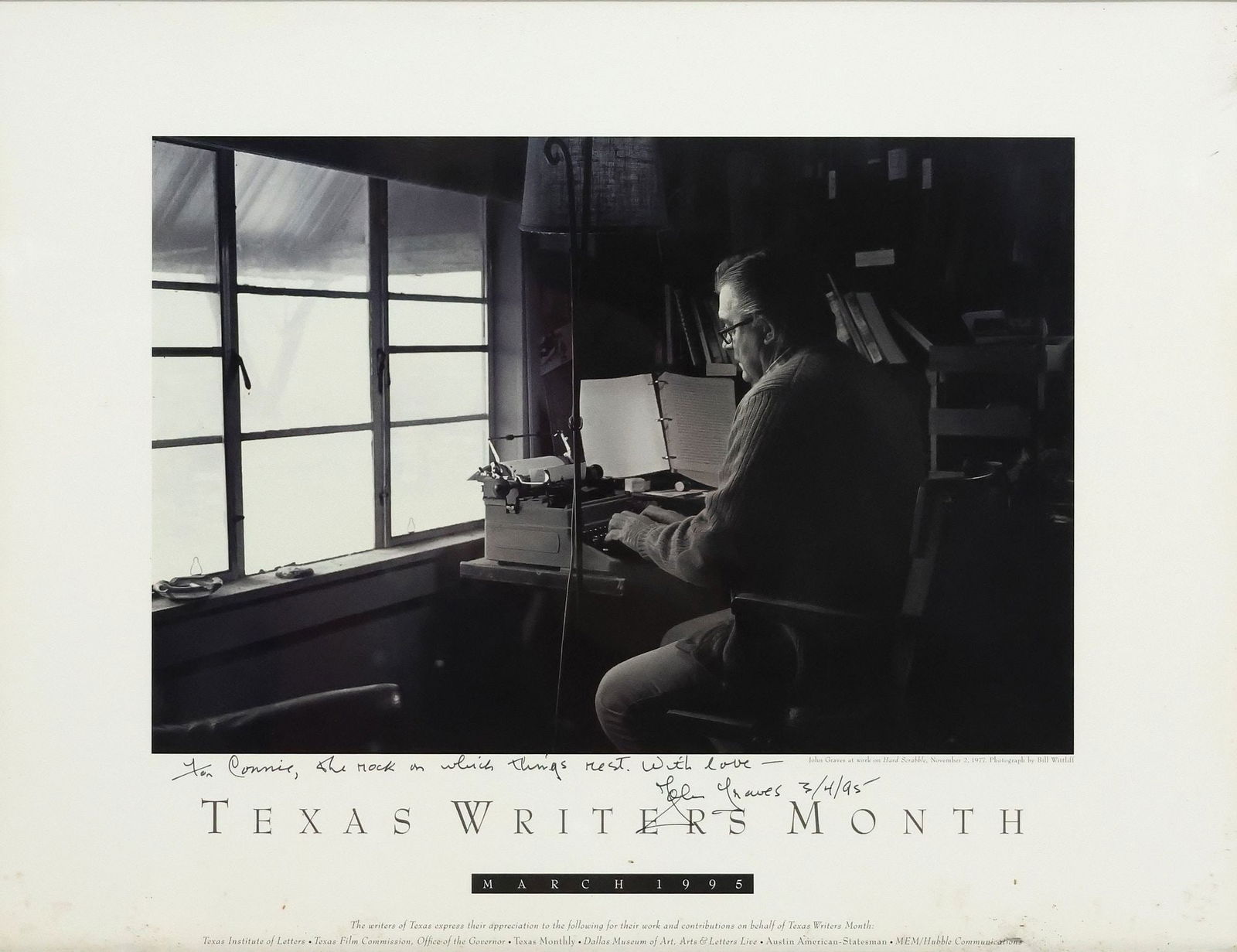JOHN GRAVES SIGNED TEXAS WRITERS MONTH MARCH 1995 POSTER (1 of 5)