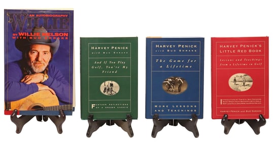 (4) SIGNED BOOKS CO-AUTHORED BY BUD SHRAKE (TX, 1931-2009), WILLIE NELSON & OTHERS