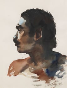 MICHAEL FRARY (1918-2005) WATERCOLOR STUDY MAN IN PROFILE