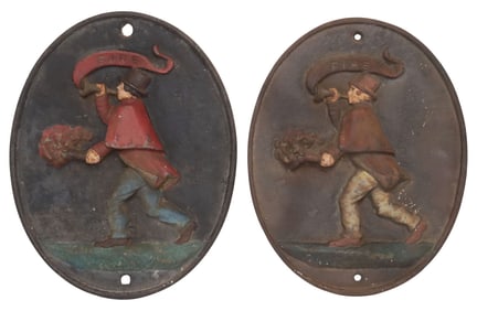 (2) PAINTED CAST IRON FIRE MARKS, ASSOCIATED FIREMEN'S INSURANCE CO.