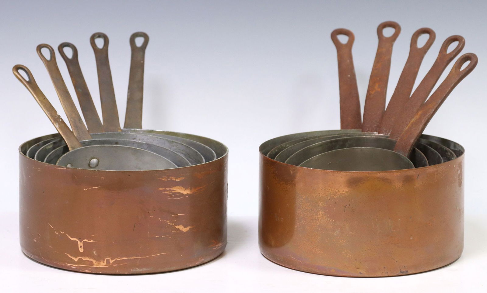 (10) FRENCH GRADUATED COPPER SAUCEPANS, TWO SETS (1 of 4)