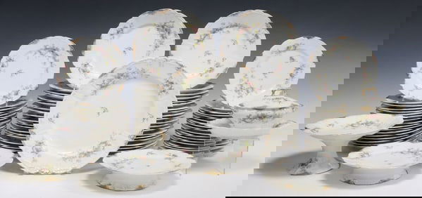 (78) FRENCH LIMOGES PARCEL GILT PORCELAIN PARTIAL DINNER SERVICE