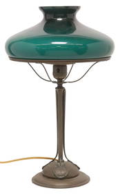 BRADLEY & HUBBARD ART NOUVEAU BRASS LILYPAD 1-LIGHT TABLE LAMP (1 of 7)