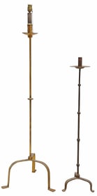 (2) SPANISH GILT & WROUGHT IRON CANDLESTAND FLOOR LAMPS