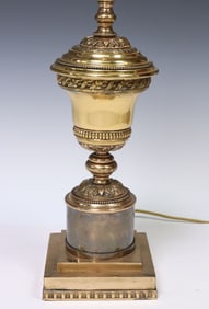 NEOCLASSICAL STYLE BRASS TWO-LIGHT TABLE LAMP