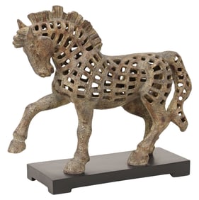 UTTERMOST DECORATIVE CAST RESIN SCULPTURE PRANCING HORSE