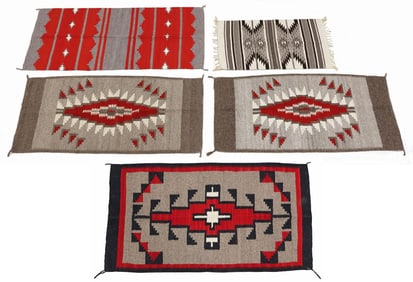 (5) MEXICAN SOUTHWEST GEOMETRIC PATTERN RUGS, 1 ZAPOTEC