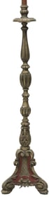 BAROQUE STYLE SILVER GILTWOOD CANDLESTAND  3-LT FLOOR LAMP, 68.5"H
