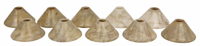 (10) CONICAL ALABASTER CHANDELIER SHADES, NEVER USED