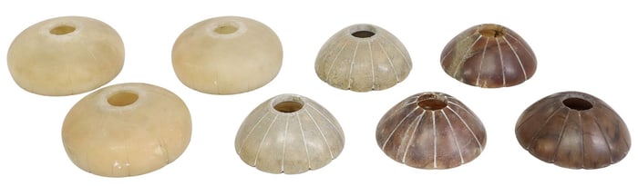 (8) DOMED ALABASTER CHANDELIER SHADES, NEVER USED