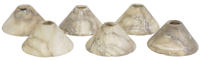 (6) CONICAL ALABASTER CHANDELIER SHADES, NEVER USED