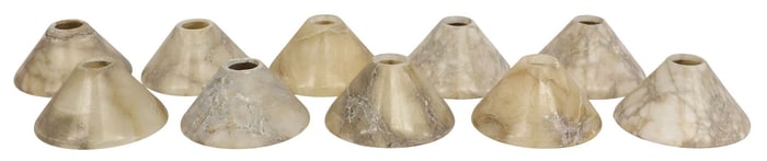 (10) CONICAL ALABASTER CHANDELIER SHADES, NEVER USED