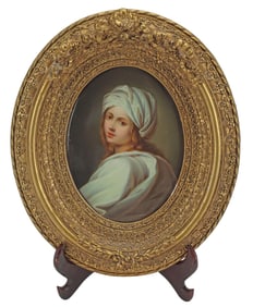 FRAMED BERLIN (K.P.M.) PORCELAIN PORTRAIT PLAQUE BEATRICE CENCI