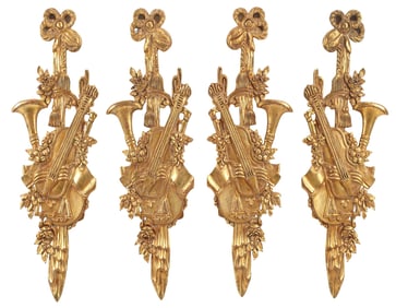 (4) LOUIS XVI STYLE GILTWOOD MUSICAL TROPHIES
