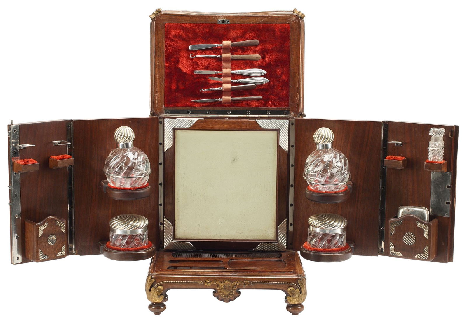 FRENCH LOUIS XV STYLE MAHOGANY TABLETOP DRESSING CASE (1 of 7)